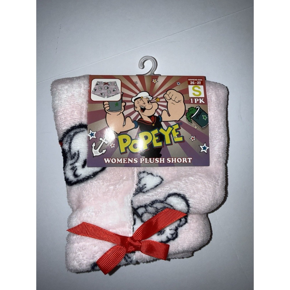 Popeye Women's Plush Shorts S Pink Cartoon Print Soft Cozy Lounge Pajama NWT
